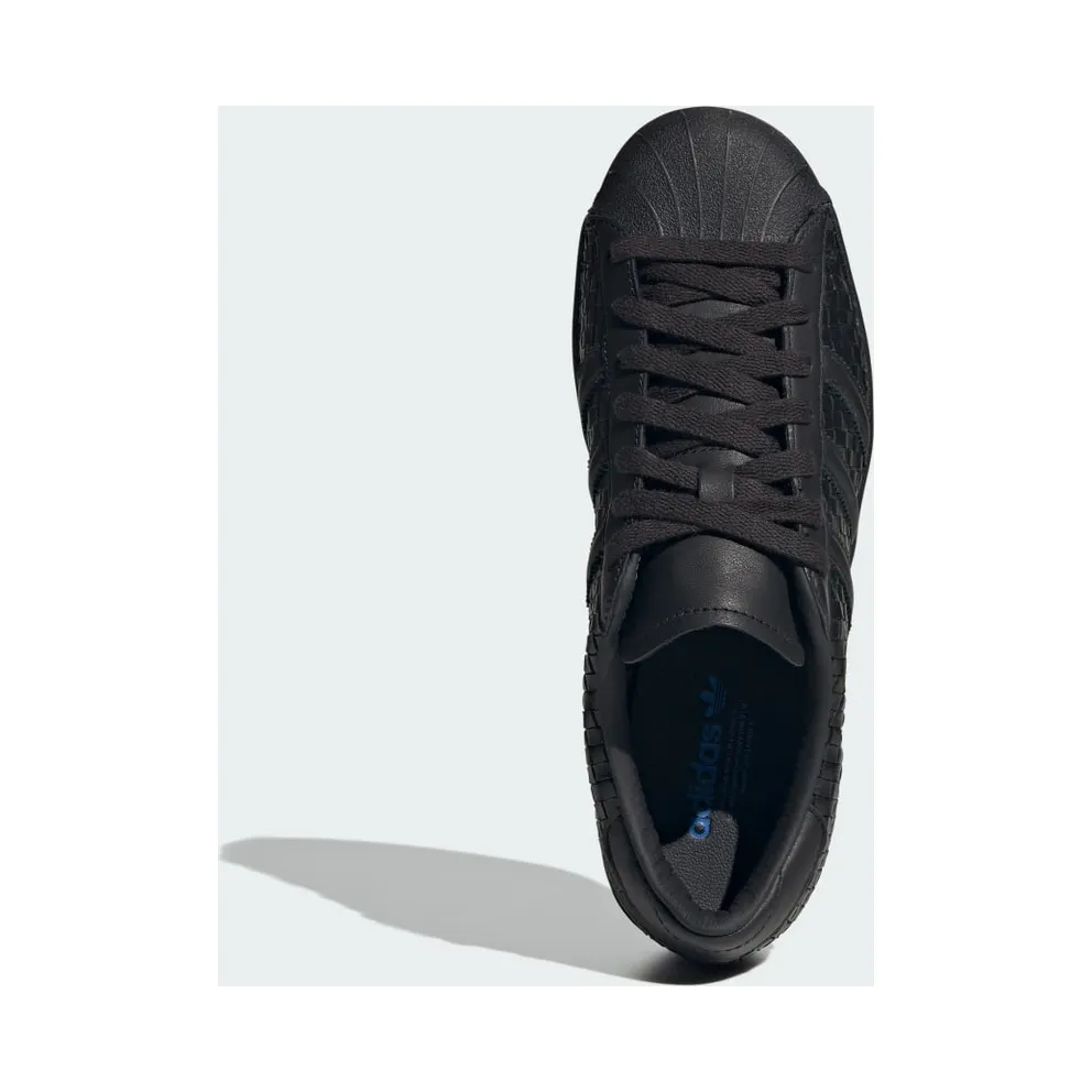 Adidas SUPERSTAR VINTAGE Shoes Core Black / Core Black / Blue (JR6002)