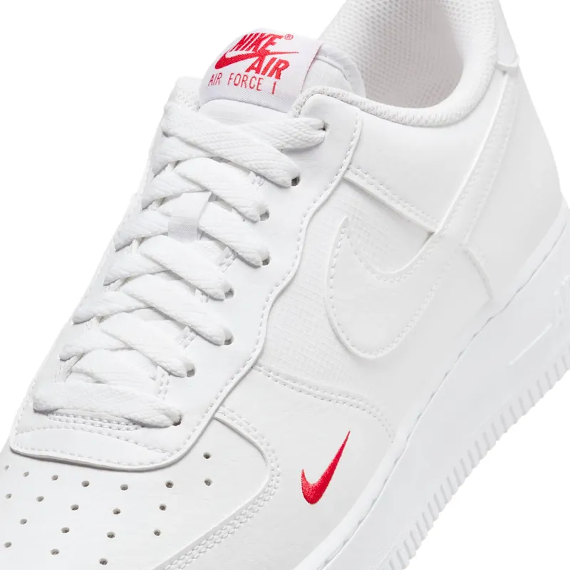 Nike Air Force 1 Low ’07 SE White Red Mini Swoosh (FZ7187-100)