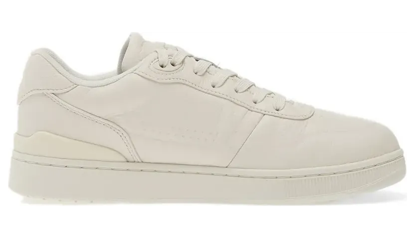 Lacoste T-Clip Shield leren sneakers met logo-reliëf – Beige (750SMA0193)