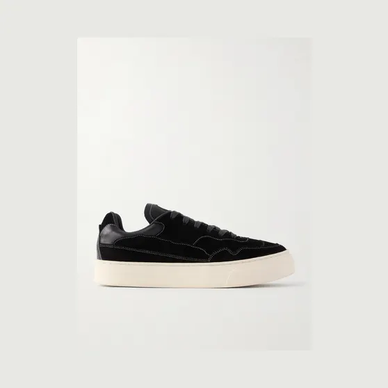 Omni Matta Leather-Trimmed Suede Sneakers Black (OM06015)