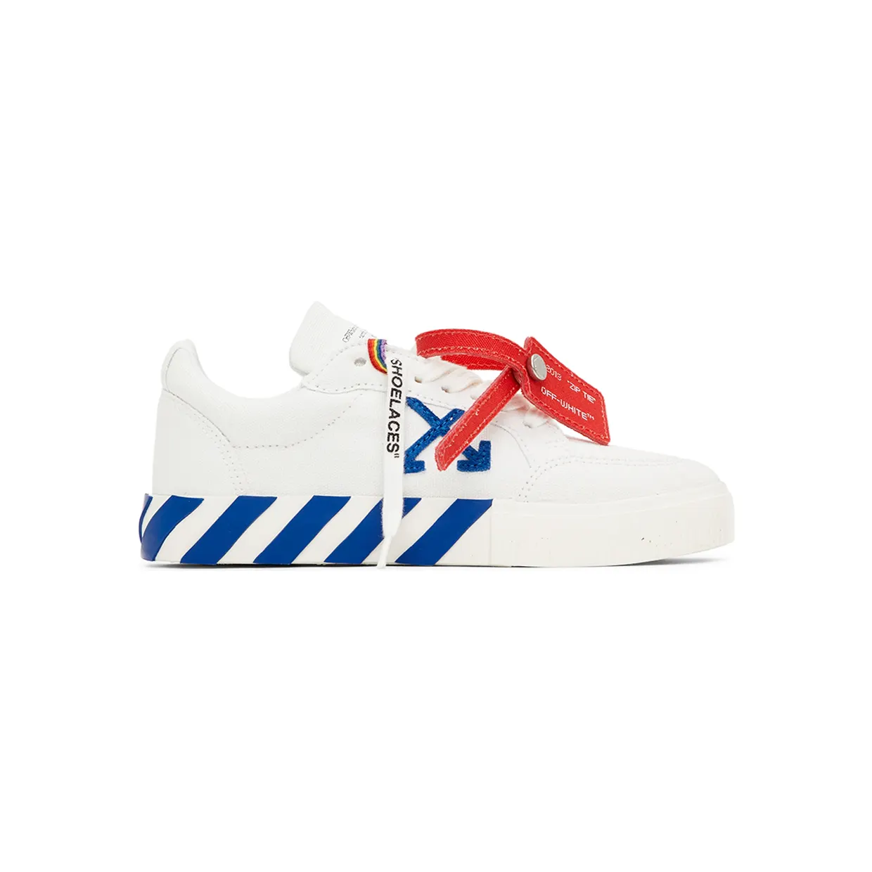 Off-White Kids White & Blue Canvas Vulcanized Low Sneakers (OBIA003F21FAB0010145)