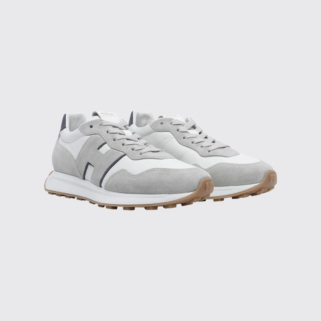 Hogan H601 Smooth and Suede Leather Trainers with Serrated Sole Grey (HXM6010EH41UXB0FDA)