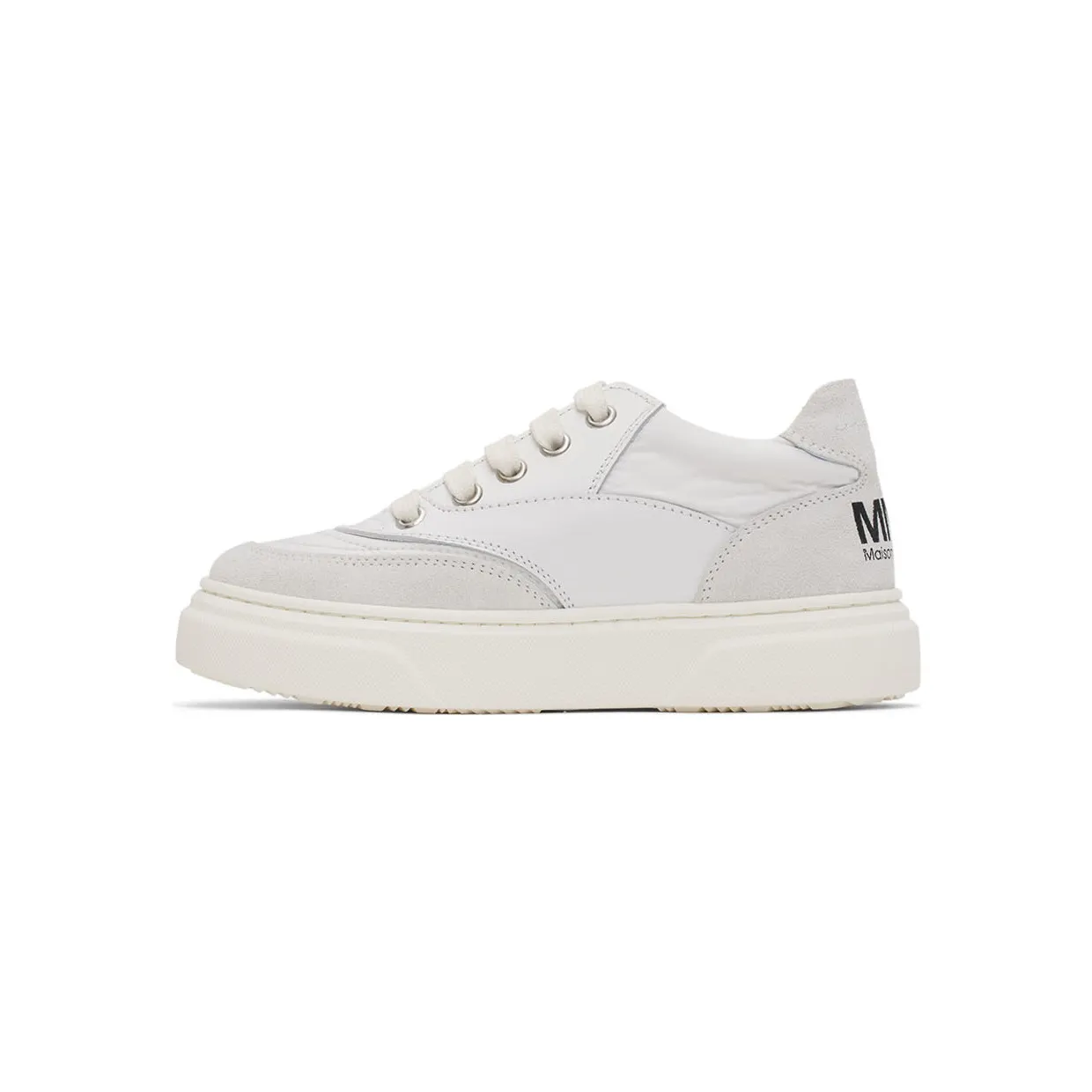 MM6 Maison Margiela Kids White & Grey Back Logo Sneakers (70340) (3)