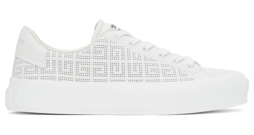Givenchy White 4G Perforated Sneakers (BE0027E19X100)