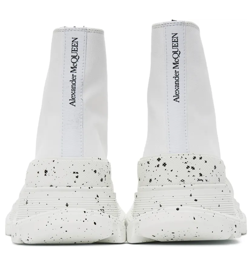 Alexander McQueen White Paint Tread Slick High Sneakers (682413W4MVI) (4)