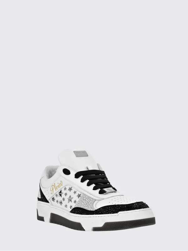 Philipp plein Low-Top Leather and Suede Sneakers with Studs and Rhinestones Black (PAESUSC0756PLE075N02)