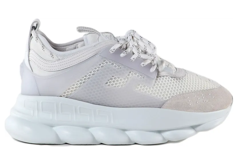 Versace Chain Reaction White Mesh Rubber Suede