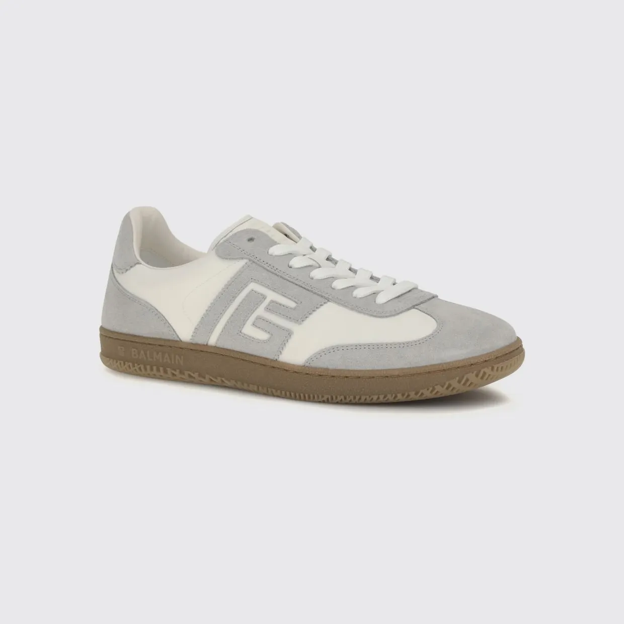 Balmain Swan Low-Top Suede and Leather Sneakers with PB Monogram Grey (HM1VI360LBEWYKS)