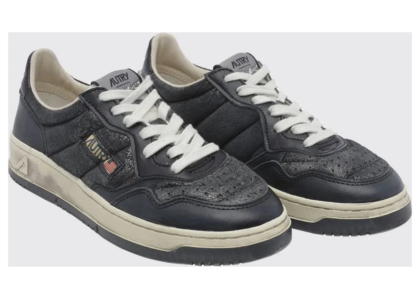 Autry Medalist Low Super Vintage Calfskin Sneakers with Worn Effect Grey (AVLMAD03)