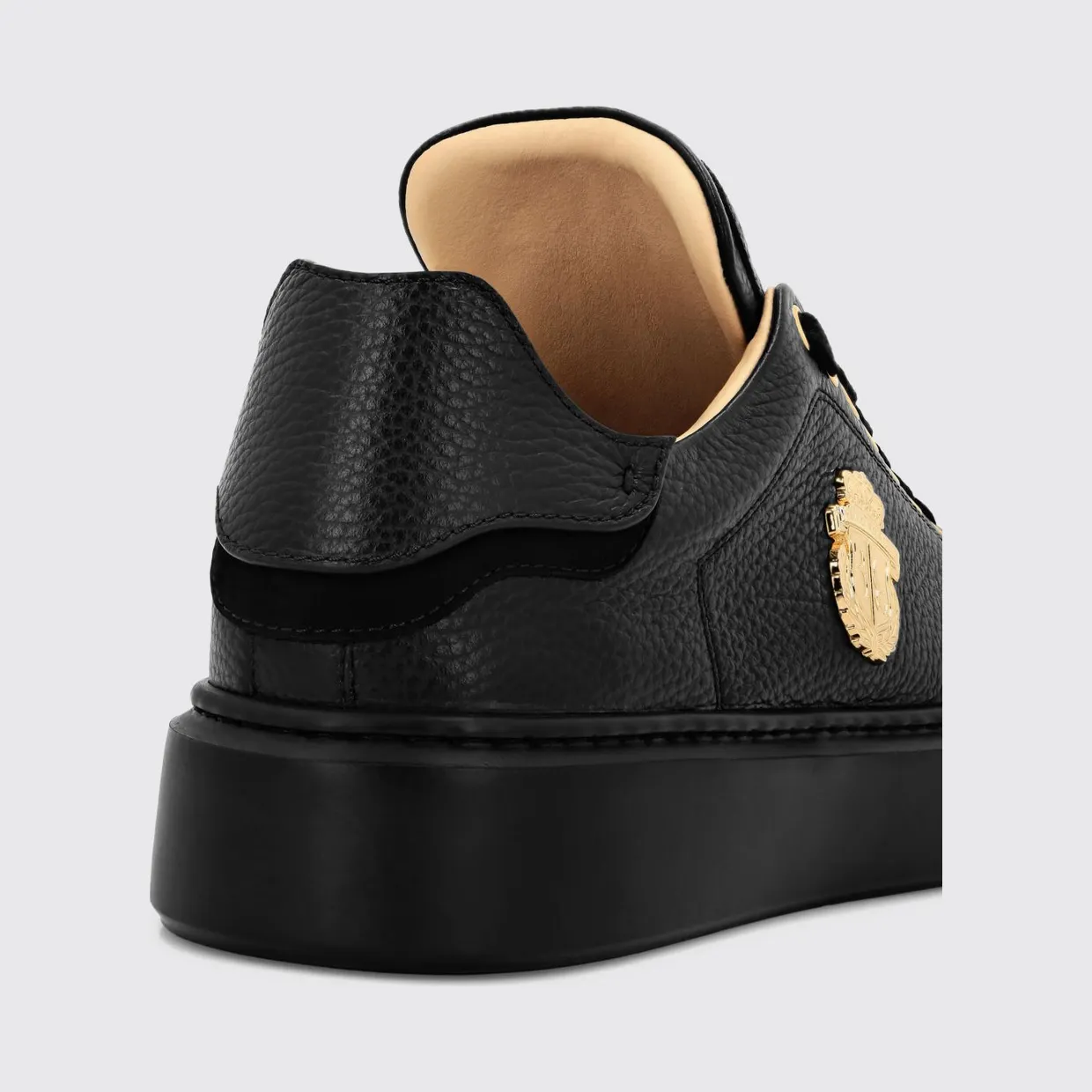 Billionaire Grained Leather Low-Top Trainers with Applied Logo and Rubber Sole Black (RAESMSC4065BLE001N02) (2)