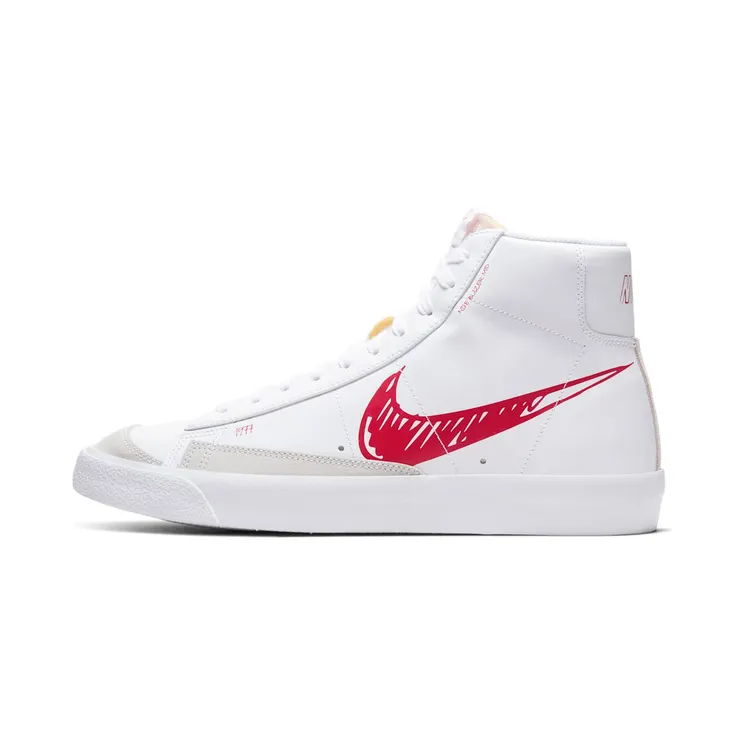 Nike Blazer Mid VNTG ’77 Sketch “White / Platinum Tint / University Red” (CW7580-100)