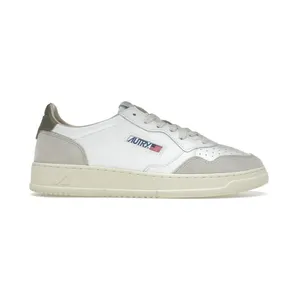 Autry Medalist Leather Low White Covert Green Beige (AULM-LS77)