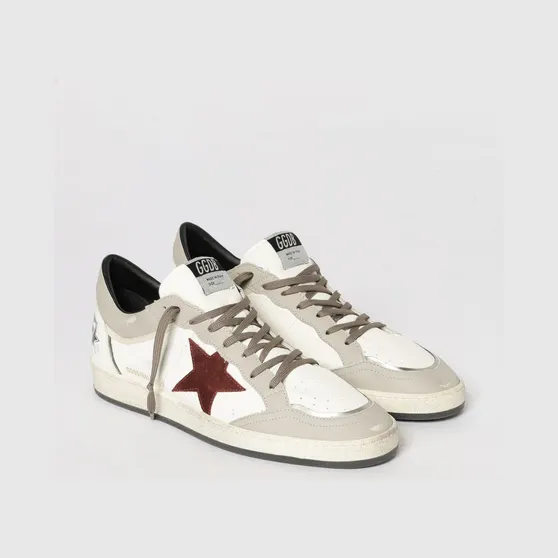 Golden goose Ball Star Used Leather and Suede Sneakers White (GMF00832F00815883255)