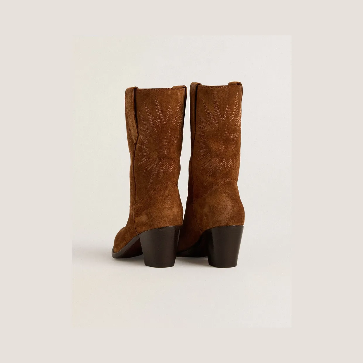 Golden Goose Low Wish Star Boots In Cognac Suede With Tone-On-Tone Embroidered Star (GWF00780.F007613.55150) (5)