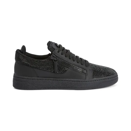 Giuseppe Zanotti GZ 94 low-top verfraaid met kristallen en dubbele rits “Black” (RU30021001)