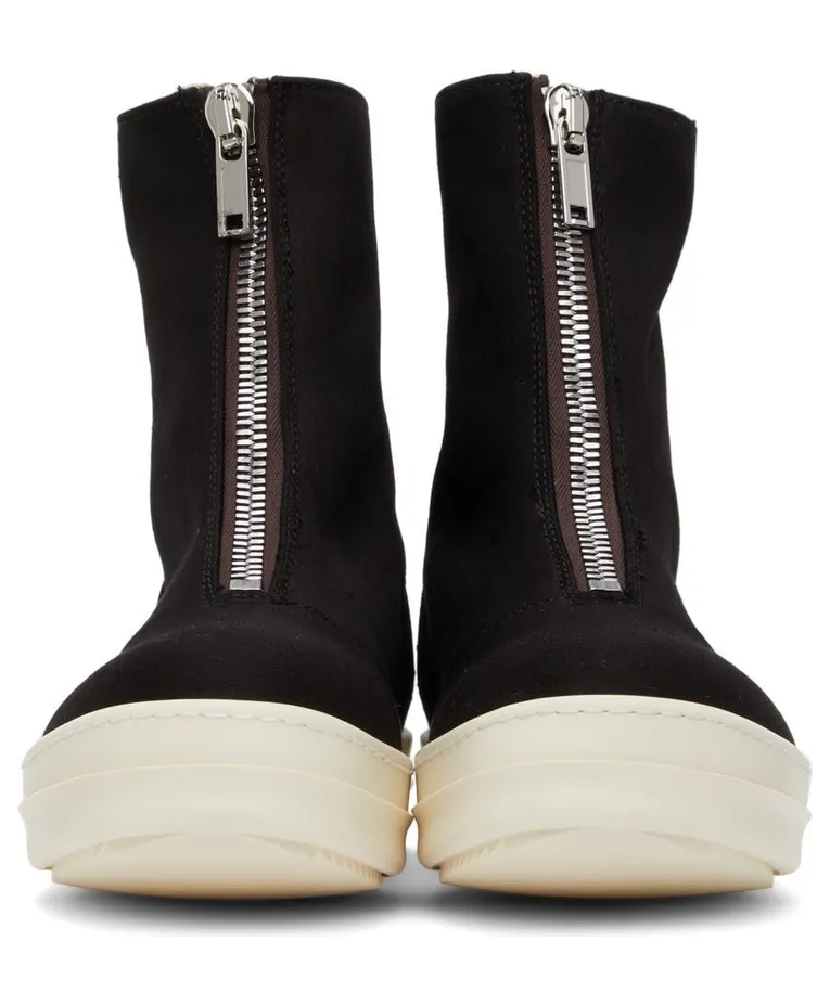 Rick Owens Drkshdw Off-White Canvas Zip Sneakers (DS02A3807 NDK) (2)