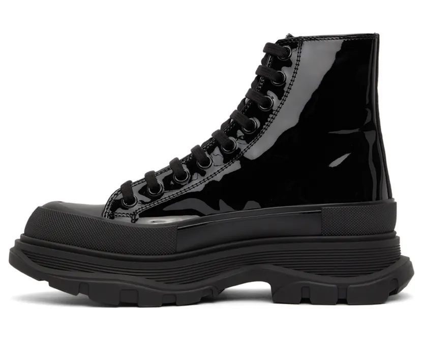 Alexander McQueen Black Patent Tread Slick High Sneakers (668775WIA35) (3)