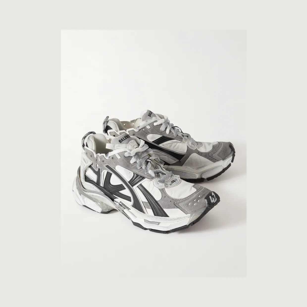 Balenciaga Runner Distressed Nylon, Suede and Rubber Sneakers Gray (772774W3RNY) (3)