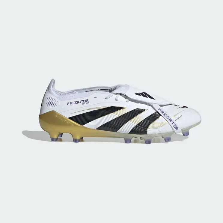 adidas Predator Elite Fold-over Tongue Artificial Grass Boots “Cloud White / Core Black / Gold Metallic” (JR4771)