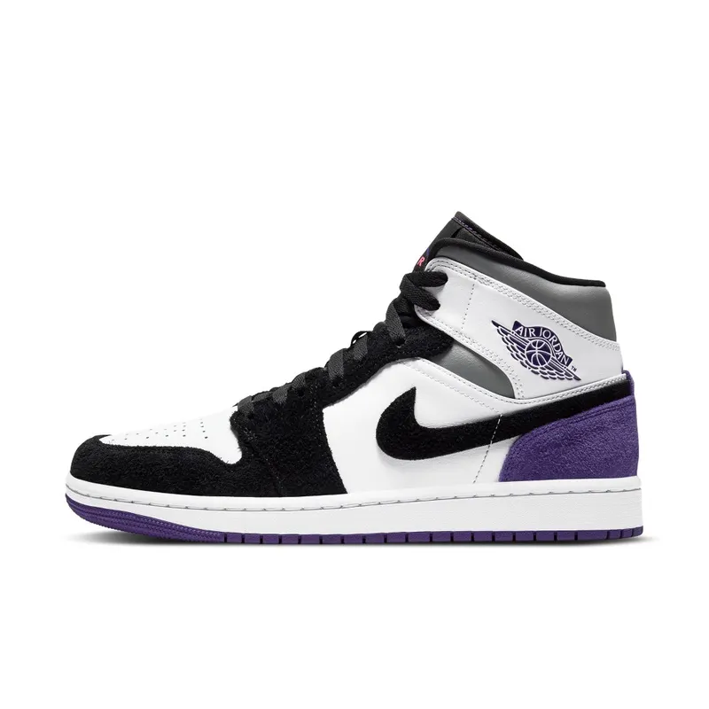 Jordan 1 Mid SE Purple White/Black-Light Solar Flare Heather-Varsity Purple (852542-105)