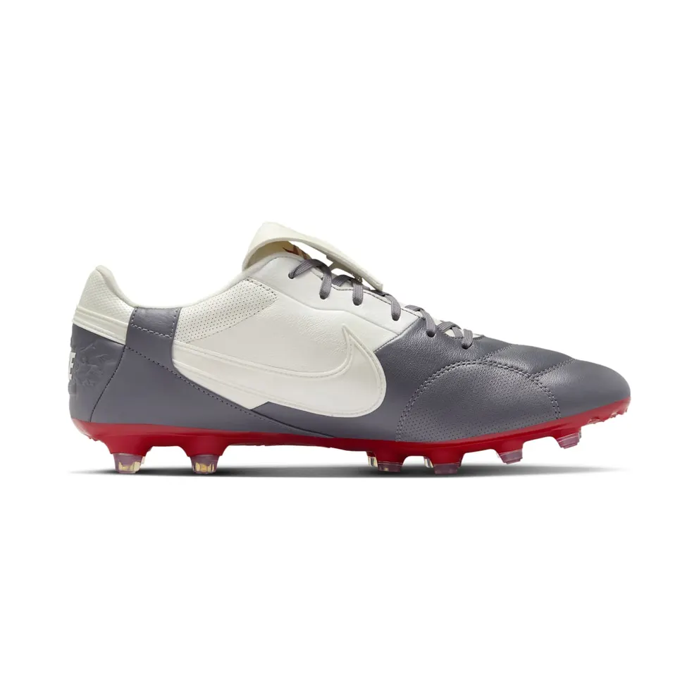 Nike Premier 3 Low FG “Light Graphite / Varsity Red / Metallic Summit White” (HM0265-003)