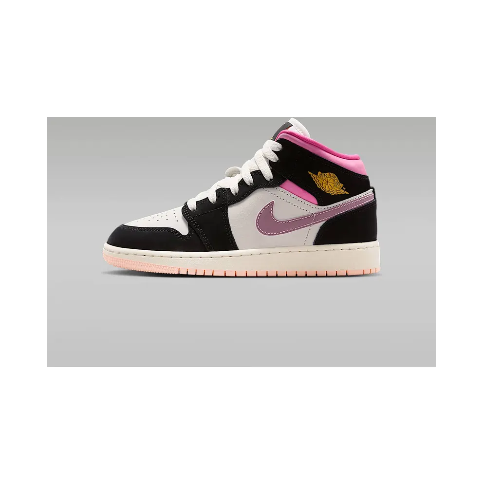 Nike Air Jordan 1 Mid SE “Black / Sail / Pinksicle / University Gold” (II1254-001)
