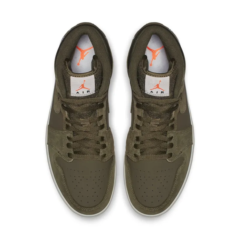 Air Jordan Nike AJ I 1 Mid Olive Canvas (2018) (BQ6579-300)