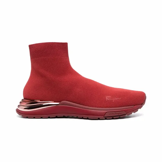 Ferragamo Gestrickte High-Top-Sneakers “Red” (746045)