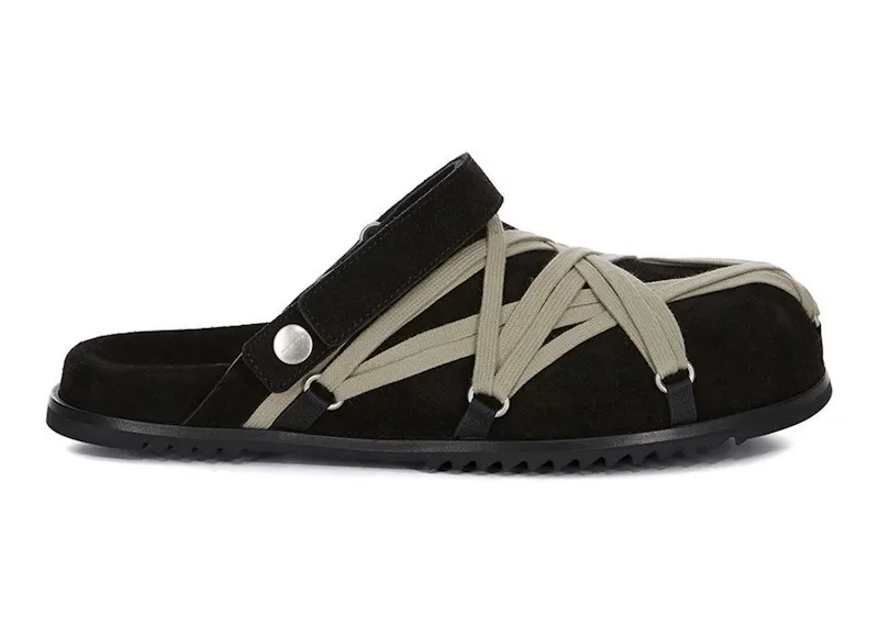 Rick Owens Concordians Megalace Suede Leather Mule Granola Black (RU02E1813LVSW1-09)