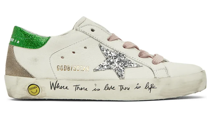 Golden Goose Kids White & Green Super-Star Classic Sneakers (GYF00102.F002838.10979)