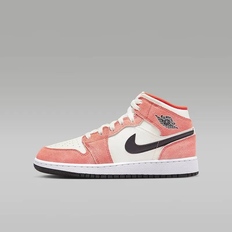 Air Jordan 1 Mid SE GS Orange Suede “Team Orange / Sail / White / Black” (DV1336-800)