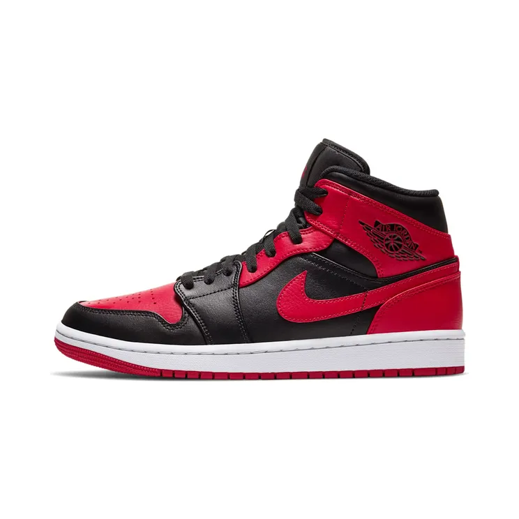Air Jordan 1 Mid Banned 2020 “Black / White / Gym Red” (554724-074)