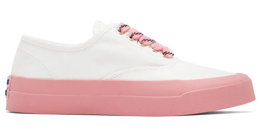 Maison Kitsuné White & Pink Olympia Le-Tan Sneakers (IU04740WW9000)