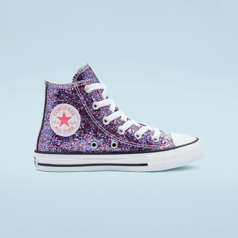 Converse Coated Glitter Chuck Taylor All Star High Top Bold Pink/white/black (670176C)
