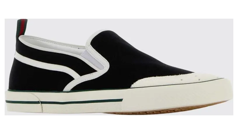 Gucci Abstract-Pattern Canvas Slip-On Sneakers with Elasticated Inserts Black (854437FAFS51091)