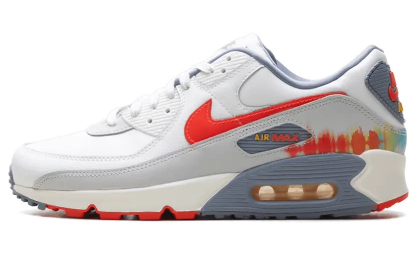 Nike Air Max 90 Premium “Summit White Ashen Slate Pure Platinum Bright Crimson” (HJ9147-121)