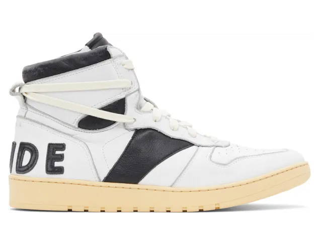 Rhude White and Black Rhecess Hi Sneakers (RHU08PF20120)
