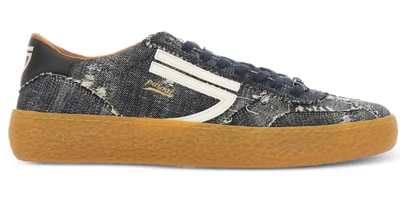 Puraai frayed-edge denim-effect sneakers – Blauw (PU101V059)