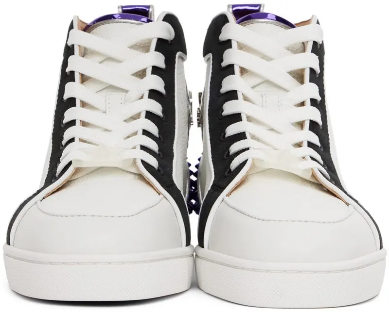 Christian Louboutin White & Black Rantus Spikes Sneakers (1220369)