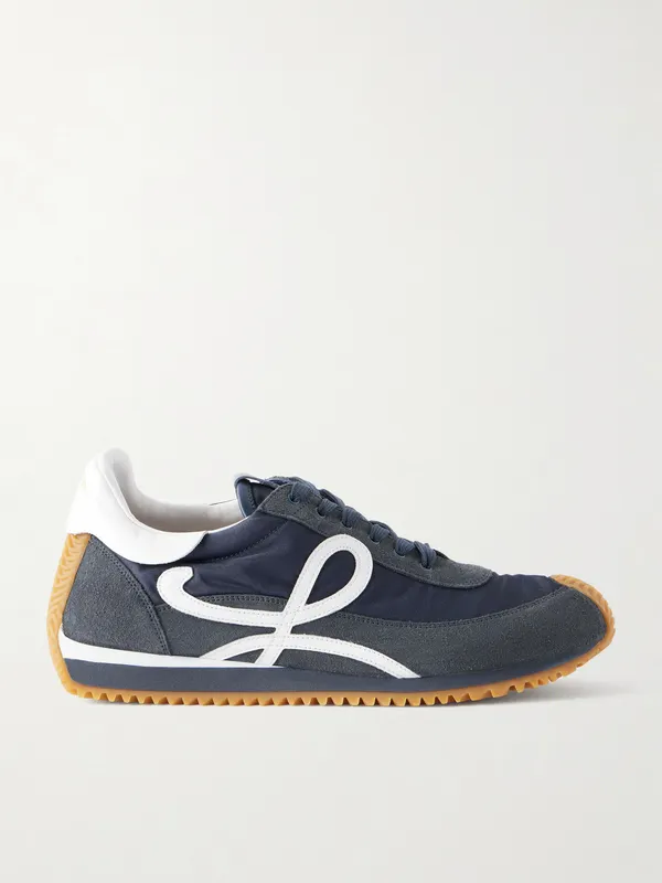 Loewe Flow Runner 2.0 Suede-Trimmed Shell Sneakers Navy (MLSR282X03)