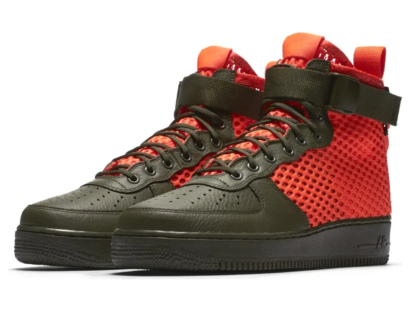 Nike SF Air Force 1 Mid Cargo Khaki Total Crimson