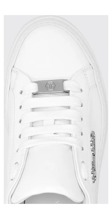 Philipp plein Low Top Smooth Leather Sneakers with Applied Metal Logo White (LADSUSC0790PLE005N01) (3)