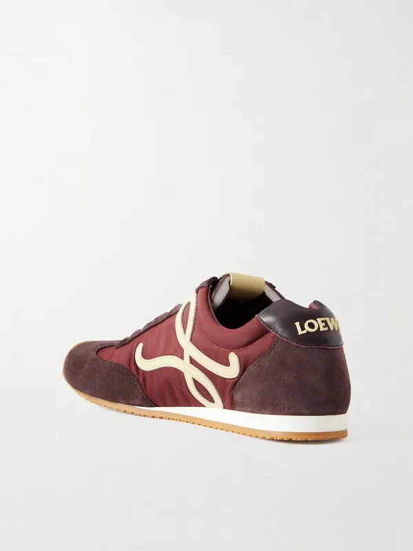 Loewe Ballet Runner 2.0 Suede-Trimmed Sneakers Burgundy (M816282XCG) (4)