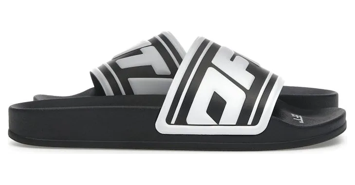 OFF-WHITE Embossed Logo Pool Slides Black White (OWIC007S22MAT0011001)