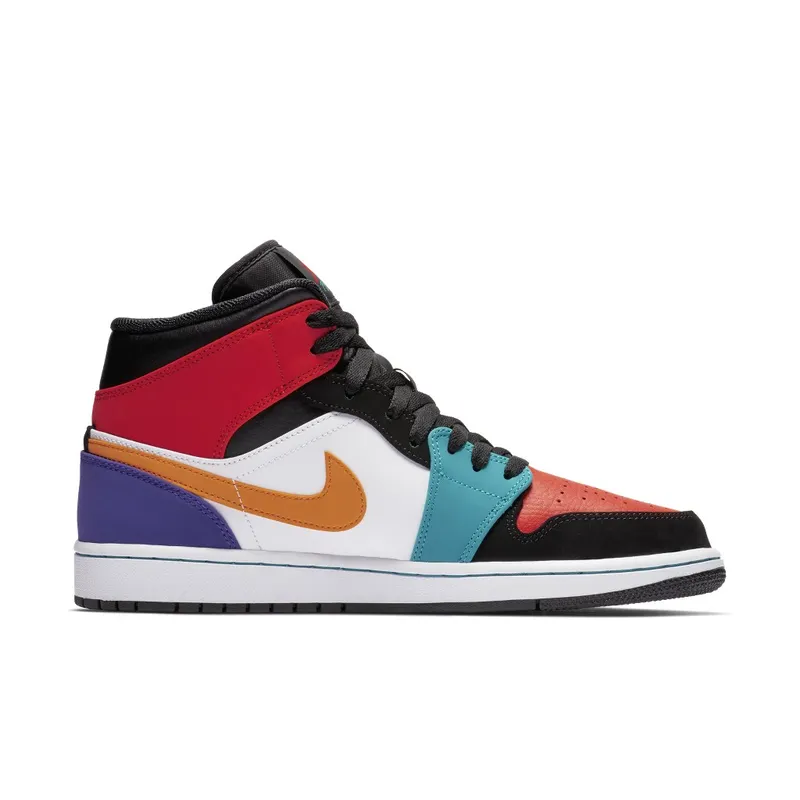 Jordan  1 Mid Bred Multi-Color White/University Red-Black-Turbo Green (554724-125)