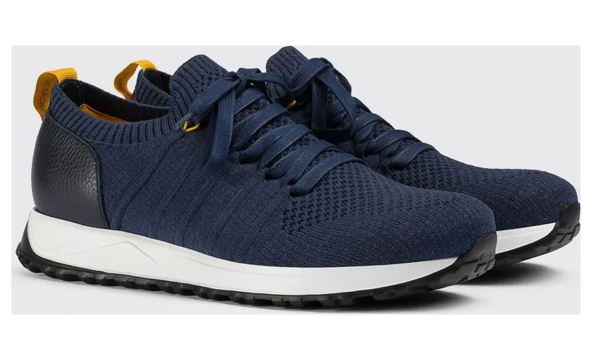 Doucal’s Crochet Knit and Leather Sneakers Blue (DU3222SYDNPZ830NB00)