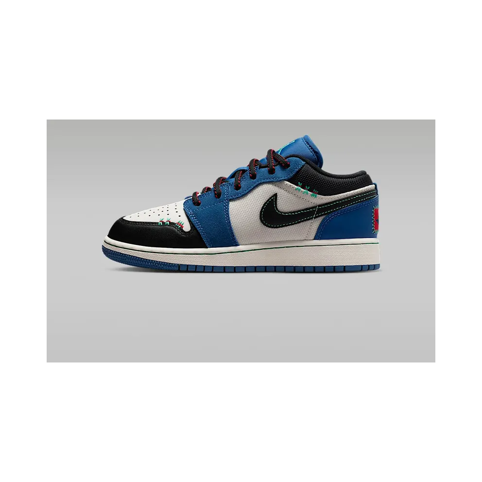 Jordan 1 Low SE GS “True Blue / University Red / Kinetic Green / Black” (IO2062-400)