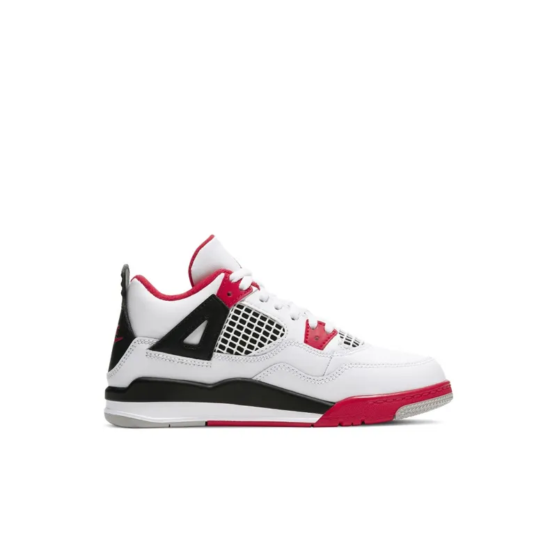 Jordan 4 Retro Fire Red 2020 (PS) White/Black-Tech Grey-Fire Red (BQ7669-160)