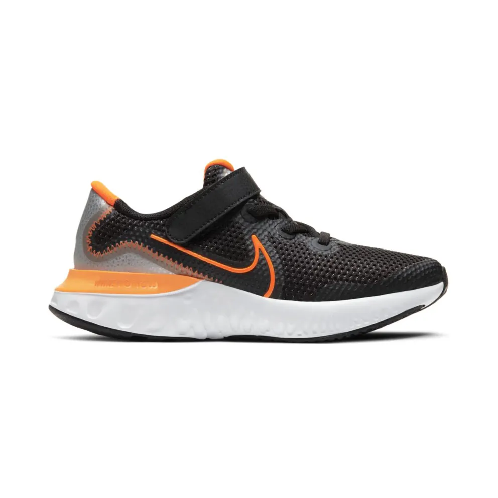 Nike Renew Run Black Total Orange (PS) Black/Chrome/Particle Grey (CT1436-001)