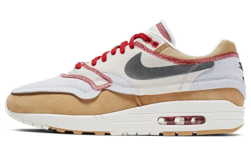 Nike Air Max 1 ‘Inside Out’ Club Gold/Black/Pure Platinum/Desert Sand/Sail/University Red (858876-713)